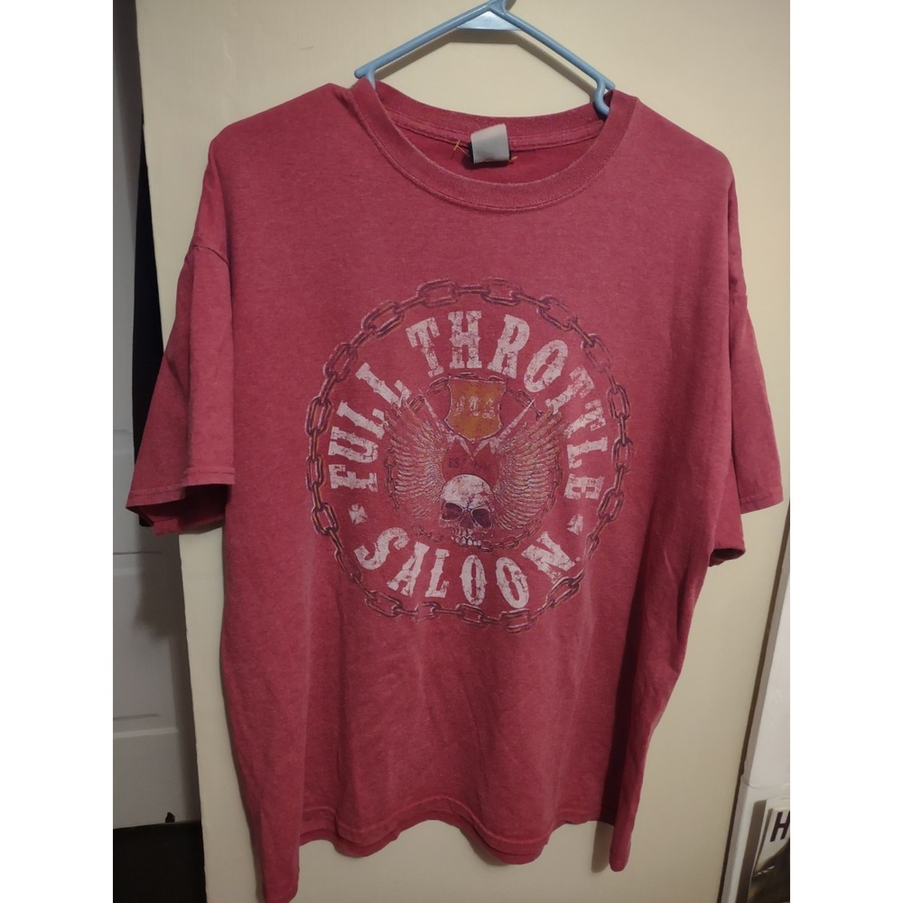 Full Throttle Saloon Graphic Print Tee Shirt Large Grunge Punk Casual‎ Skull